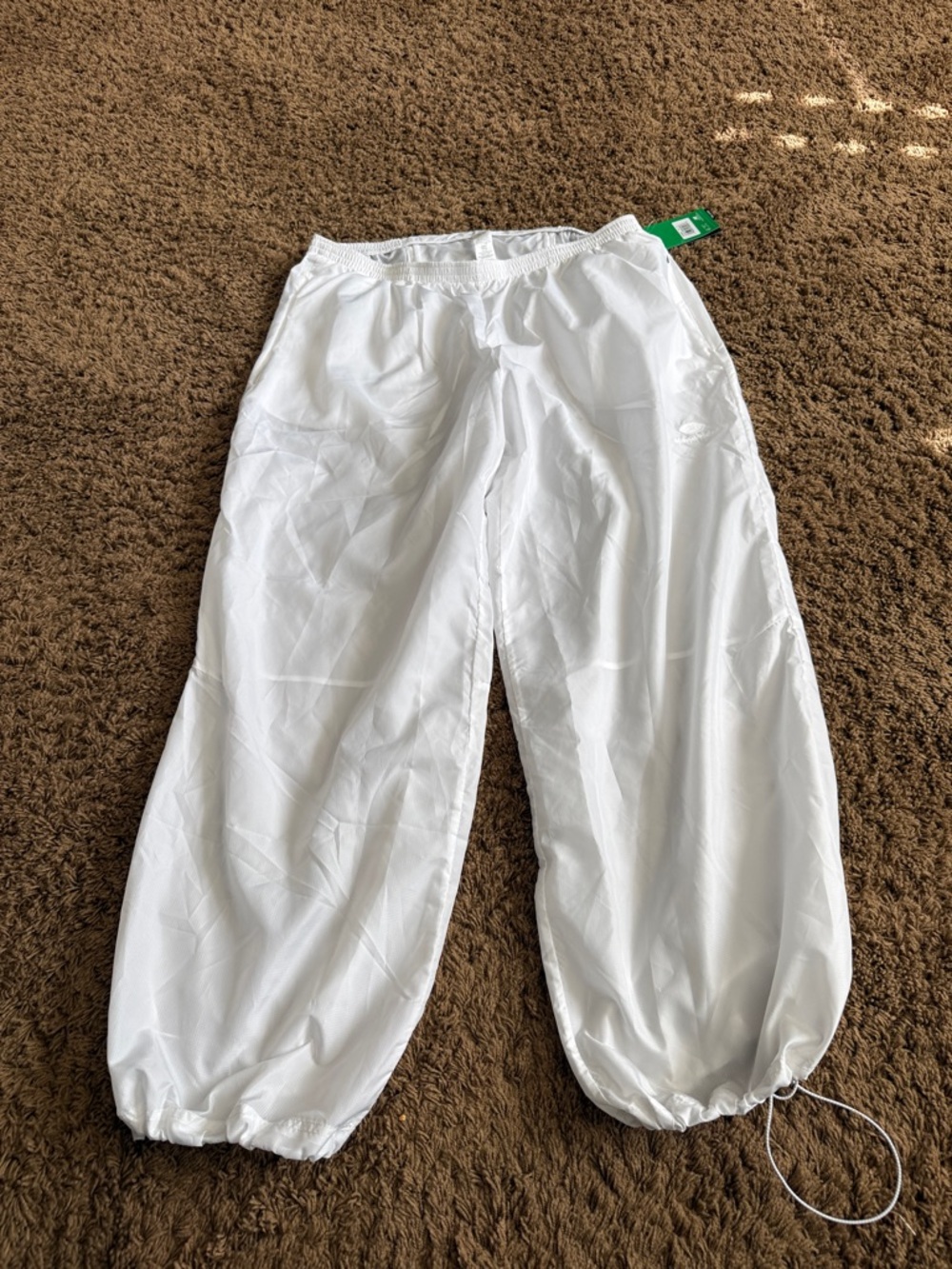New Balance White Nylon Drawcord Track Pants